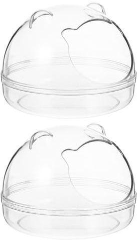 Toyvian Baño para Hámster 2 Piezas Transparente Pequeño Contenedor de Plástico Desmontable para Mascotas Pequeñas como Chinchillas y Jerbos, Accesorio Higiénico para Jaulas de Roedores