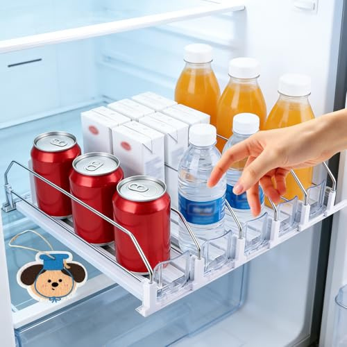 YUTUY Organizer Frigorifero Bottiglie Automatico,Ferma Bottiglie per Frigorifero,Frigorifero Organizzatore Bevande,Portabottiglie Frigo Controsoffitto 20 Bottiglie Di Birra Soda Bevande