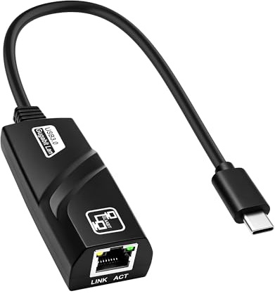 MEIRIYFA USB C till ethernet-adapter, USB 3.0 typ C till RJ45 Gigabit Ethernet LAN-nätverksadapter för bärbar dator surfplatta smartphones skrivbord (svart)