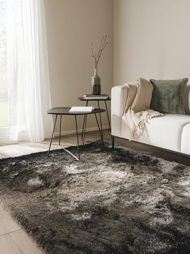 benuta Nest Hochflorteppich Whisper - Anthrazit/Grau 160x230 cm - Weicher Teppich für Schlaf- und Wohnzimmer - Pflegeleicht - Fußbodenheizung Geeignet