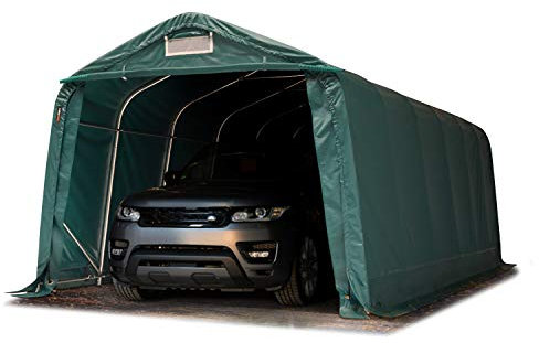 TOOLPORT Tente-Garage carport 3,3 x 7,2 m d'élevage abri agricole Tente de Stockage bâche PVC 800 N Armature Solide Vert Fonce