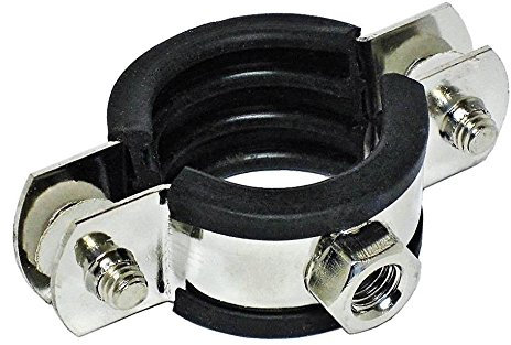 rohrfix-24 Edelstahl Rohrschelle V4A mit Gummieinlage 40-43 mm / 1 1/4 Schwarz