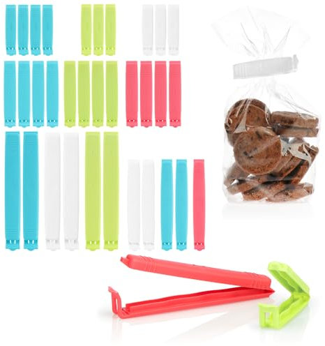 com-four® 36x Verschlussclips aus Kunststoff - Verschlussklammern in 4 Größen und 4 Farben - Gefrierbeutel-Clips, Beutelclipse für Cornflakes, Nüsse, Kaffee (36 Stück - 6cm/8cm/11cm/14cm)