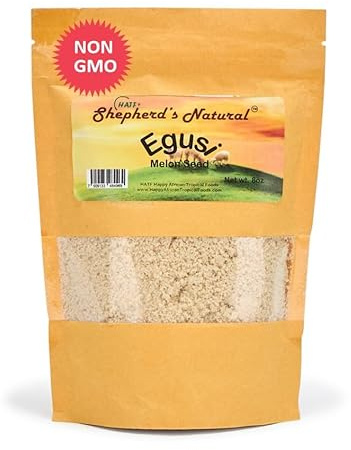 Egusi By Shepherd’s Natural, Ground Melon Seeds,100% All Natural 227 grams / 8oz - For Egusi Soup - NO PRESERVATIVES - SAND-FREE - Well-ground ready to use.