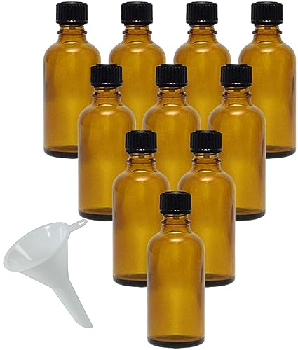 mikken - 10 x brown pharmacist bottles, 50 ml, made in Germany, including labelling labels and funnel