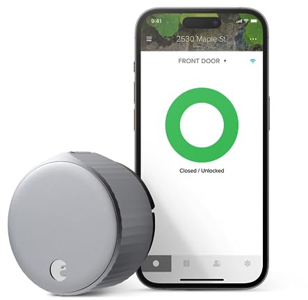 August Home, Silver Wi-Fi Connected Smart Keyless Entry Door Lock, Electronic Door Lock Fits Your Existing Deadbolt in Minutes, ‎ ‎AUG-SL05-M01-S01