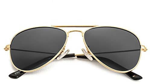 NIDOVIX Kids Polarized Aviator Sunglasses for Girls Boys Cool Toddler Sunglasses Age 2-9 100% UV Protection (Gold/Grey)
