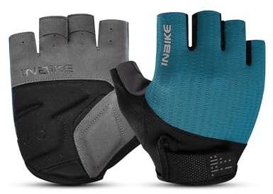 INBIKE Fahrradhandschuhe MTB Moutainbike Handschuhe Sommer Haslbfinger Fingerlos Herren Damen Radsport rutschfest Stoßfest Elastisch Reflektierend Atmungsaktiv Multifunkton IHC216 Blau L