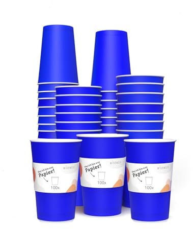 wisefood - Gobelets en papier à bière pong | Gobelets en papier jetables | pour le jeu populaire de beerpong | 400 ml | bleu | sans balles (25 pièces, 400 ml)