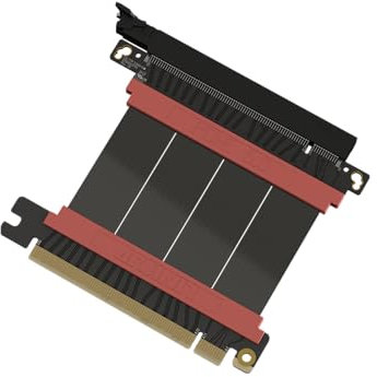 LINKUP - AVA5 PCIE 5.0 Riser-Kabel | RTX5090 RX9070 GPU Bereit | x16 128GB/s Geschwindigkeit | PCIe 4.0 & WRX80/WRX90E Kompatibel | Gerade, Schwarz 5cm (Gesamtlänge 9cm)