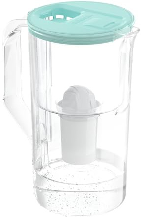 Wessper Caraffa Filtrante con Contatore a LED, 3,3 Litri, caraffa filtro acqua con Filtro Classic, Filtri a carboni attivi, Compatibile con i filtri brita Classic - Menta