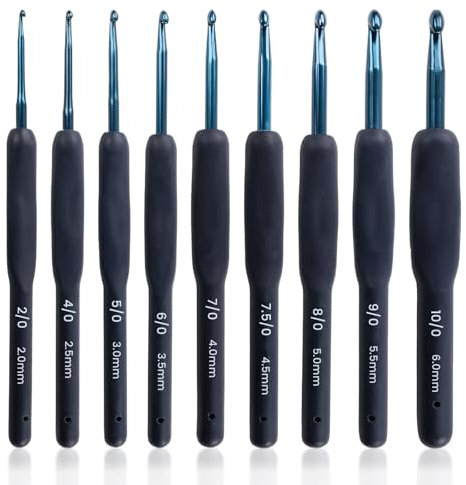 NICKLIN Crochet Hooks Set 9 Pcs Crochet Needles 2.0-6.0mm Soft Grip Crochets Needle,Ergonomic Crochets Hook Set Lightweight Knitting Kit for Arthritic Hands Crochet Gifts