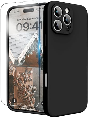 INGIDO for iPhone 16 Pro Max Case, Liquid Silicone Case with Camera Protection Soft Gel Rubber Cover with Microfiber Lining Shockproof Protective Phone Case for iPhone 16 Pro Max 6.9 (Black)