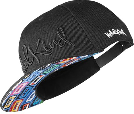 Nebelkind Gorra Snapback para niños Talla única Unisex Moderna Estilo Callejero Gorra de béisbol con Visera Recta Negro Multicolor Talla única