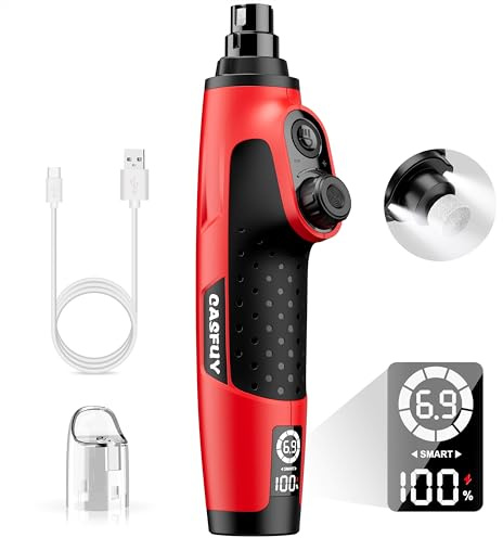 Casfuy Smart 6-växlad hundnagelkvarn – 50 % mer kraft husdjurs-nagelkvarn med 2 LED-lampor tyst uppladdningsbar elektrisk hund nageltrimmare fil tånagelkvarn för stora medelstora små hundar och katter