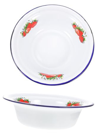 KICHOUSE 2 Cuencos Esmaltados Cuencos para Sopa Estilo Retro Utensilios de Cocina de Estilo Vintage Cuencos para Barbacoa Cuencos Artesanales de Esmalte Resistente