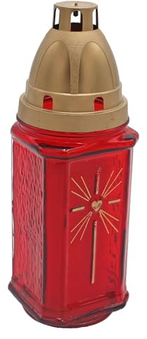 Candela commemorativa per tomba in vetro con tappo antivento, 72 ore di combustione, 0966 (candela con supporto 0966)