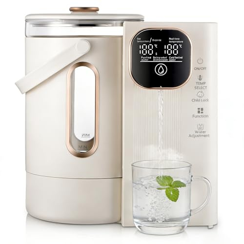Dispenser di acqua calda da 3 l, erogatore di acqua calda bollente e regolazione della quantità con serbatoio dell'acqua rimovibile, acqua calda istantanea 45 – 95 °C, con touch screen e sicurezza per