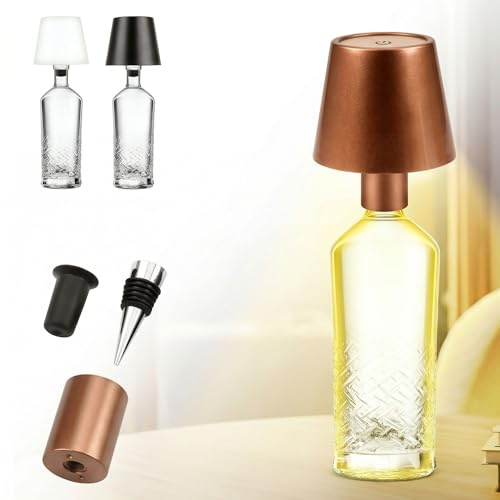 AddLiving LED-flasklampa | Batteridriven lampa med touch-funktion | sänglampa dimbar | lampskärm | 3 ljusfärger | 56 lysdioder | väderbeständig IP44 | Bottle Light | inkl. 3 flaskfästen