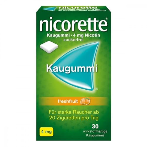 NICORETTE Kaugummi 4mg freshfruit – Nikotinkaugummi zur Raucherentwöhnung – Fruchtgeschmack – 4mg Nikotin – Rauchen aufhören – 30 St.