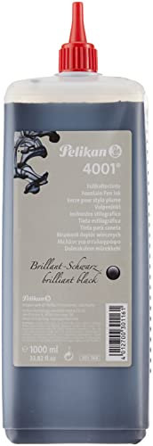 Pelikan Tinte 4001 in Kunststoff-Flasche 1000 ml Nachfüllflasche, Brillant-Schwarz, 1 Stück