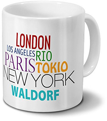 Städtetasse Waldorf - Design Famous Cities of the World - Stadt-Tasse, Kaffeebecher, City-Mug, Becher, Kaffeetasse - Farbe Weiß