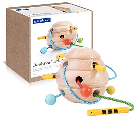 Guidecraft Beehive Lacing, Manipulative Threading Preschool Toy for Kids - Basic and Life Skills Toys