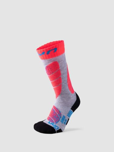 UYN S100045 Ski Socks Unisex Light Grey/Fluo Coral 38