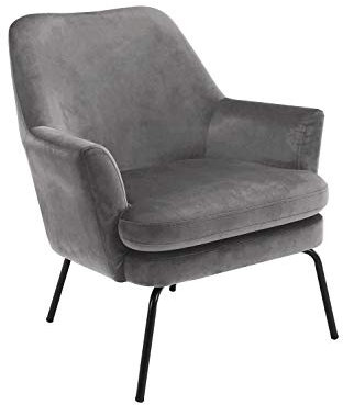 AC Design Furniture Celina Sessel in Dunkelgrau, Polsterstuhl aus Stoff und Metall, Wohnzimmermöbel, B: 74 x H: 83 x T: 73 cm