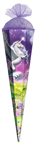 ROTH Geschenk-Schultüte klein Magic Pegasus 50 cm - 6-eckig Tüllverschluss - Zuckertüte Schulanfang