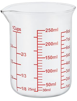 Ackers Glass Measuring Cup 1 Cup,8oz Borosilicate Liquid Measuring Cup with Spout