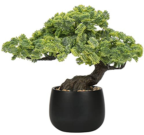 Artificial Bonsai Tree Juniper Faux Plants Indoor Fake Plants Decor with Black Ceramic Pots for Home Table Office Desk Bathroom Shelf Bedroom Living Room Farmhouse Decorations