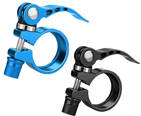 WUDQIJI Fahrrad Sattelklemme 2 Stück 31,8 mm Sattelklemme Schnellspanner Sattelstütze Sattel-klemme Sattelstützenklemme saddle clamp mit Schnellspanner für 27,2/28,6 mm Bike Sattelstütze