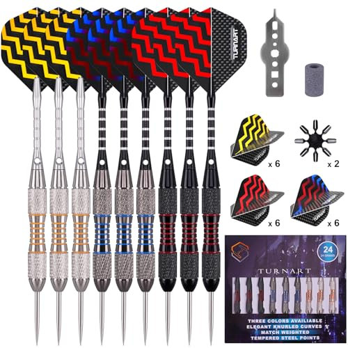 Turnart Dartpfeile Metallspitze 9 Stück 24 Gramm Dartpfeile Profi Dartpfeile Steel Steeldarts Dart Pfeile18 Flights Geschenketui