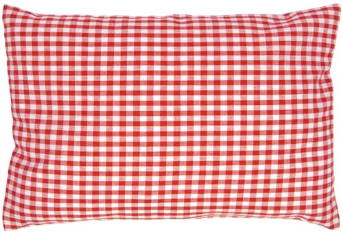 Giraffenland Cuscino alla menta piperita - Cuscino profumato alle erbe 30x20cm Rosso e bianco + fodera interiore supplementare bio Menta piperita + Spelte di farro bio