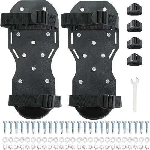 DASBET Gunite Spiked Shoes with Adjustable 4 Straps and 26 Sharp Spikes Black One Size Fits All Lawn Aerator Shoes for Epoxy Floor Coating Installation Lawn Aeration Concrete (Nail Length: 1.1/28mm)