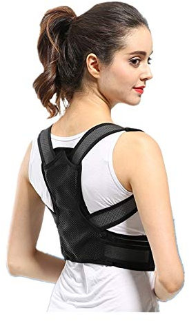 QWAXTRIW Superior Corte DE Postura Ajustable Corrector de Soporte Lumbar Corrector para niños Adultos, Black-X