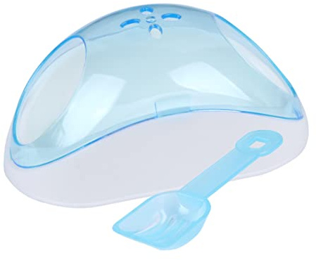 ibasenice Salle De Bain pour Hamster Bac à Sable pour Chinchilla Récipient Plastique avec Pelle Filtrante Bleu Ciel Couleur Aléatoire
