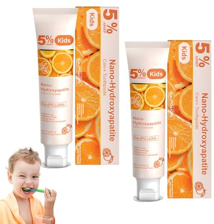 2 Stück Hydroxylapatit Zahnpasta Für Kids Zahnpasta Ohne Fluorid Kinder Hydroxylapatit Zahnpasta Für Kinder Zahnpasta Hydroxylapatit Ohne Fluorid 114 Gramm, Süßer Orangengeschmack