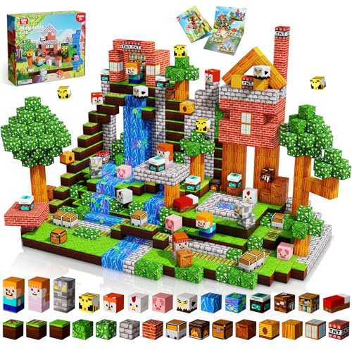 Goody King Bloques Magneticos Construccion Niños 200 Piezas - Magnetic Blocks con Temática de Bosque y Animales - Juguetes Montessori Construcciones Magneticas Niños para Niños y Niñas de 3 a 9 Años