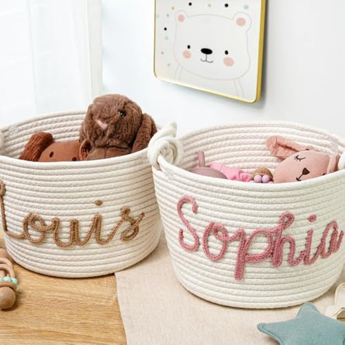 Miguha Personalized Toy Basket, Newborn Gift, Baby Toy Storage Box, Customized Pet Toy Organizer, Storage Basket, Christmas Birthday Gift