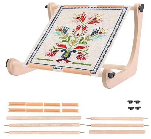 MEKOTRIN Adjustable Embroidery Stand, Cross Stitch Hoop Holder, Wooden Needlework Frame for Table Top Cross Stitch or Tapestry, Quilting Hoop Stand Stitching Needlepoint Holder Tool