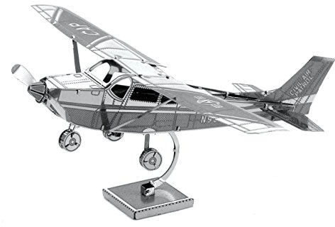 Metal Earth Fascinations MMS045 Metallbausätze - Leichtflugzeug Cessna 172 Skyhawk, lasergeschnittener 3D-Konstruktionsbausatz, 3D Metall Puzzle, DIY Modellbausatz mit 1 Metallplatine, ab 14 Jahre