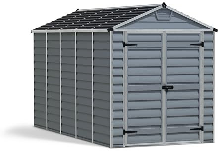 Canopia by Palram Gerätehaus Skylight 6x12 Geräteschuppen Metall 380 x 185 cm Grau Polycarbonatplatten rostbeständig UV-Schutz