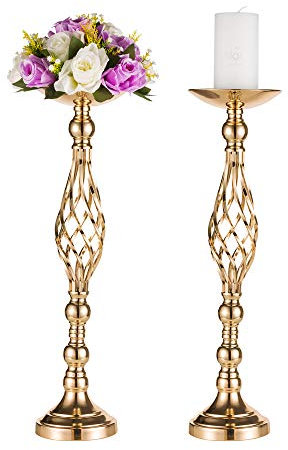 Soporte Decorativo de Flores para recepción de Bodas/Fiestas, Columna Decorativa de Flores para Mesa Principal en Forma de corazón, decoración de Estilo Central (Twist Style, 2x59cm H)