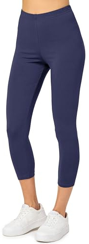 Merry Style Leggings Donna 3/4 Pantaloni Capri Morbidi e Confortevoli Leggins Donna in Cotone Traspirante Elastici e Delicati sulla Pelle Sensibile MS10-199 (Navy Blu, M)