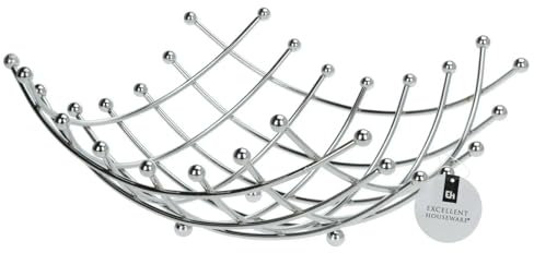 Moderne Obstschale, Gitteroptik, Metall, Silber, 30 x 30 cm, Höhe 12 cm