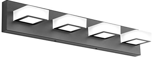 Ralbay LED Black 4 Lights Acrylic Lighting Fixtures Modern Matte Black Bathroom Vanity Lights