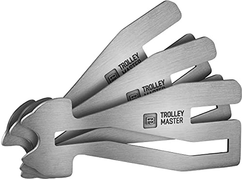 FABACH Trolley Master Stainless Steel Series – rostfritt stål kundvagnslösare nyckelring för alla kundvagnar – kundvagnschip nyckelring öppnas fram och sidofack, silver, 3 Trolley-Master, Modern