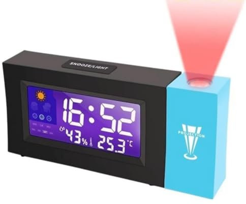 Nicoone Projektionswecker,Digital Projektion Wecker mit Lade, Digital Alarm Clock mit Temperatur Datum,Projektion Uhr für Nacht Home Office